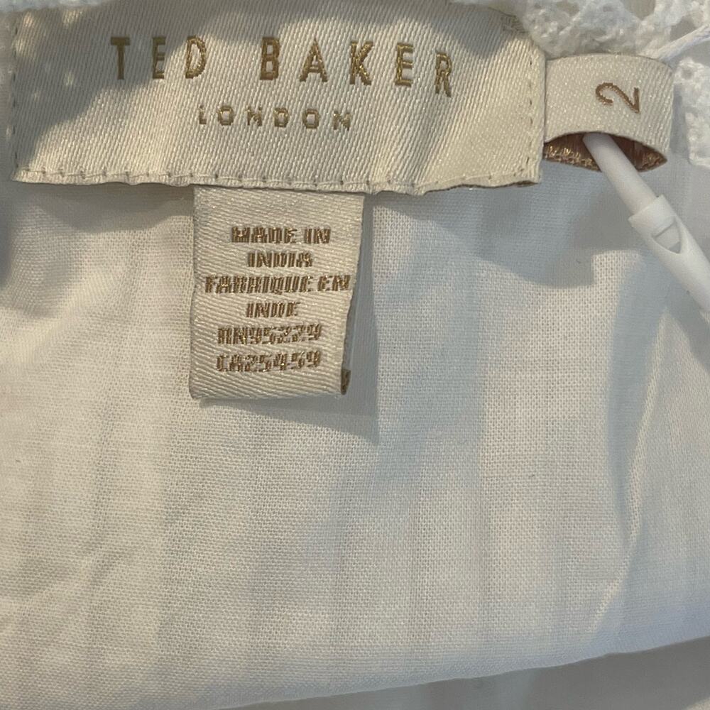 Ted Baker London Promis Eyelet Inset White Midi Dress Size 2 / US Size Small NWT - Picture 5 of 13